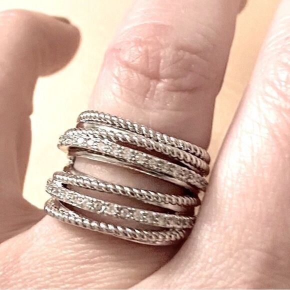 The Moderne Statement band ring in 925 and cubic zirconia - Picture 8 of 9